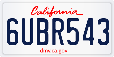 CA license plate 6UBR543