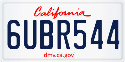 CA license plate 6UBR544