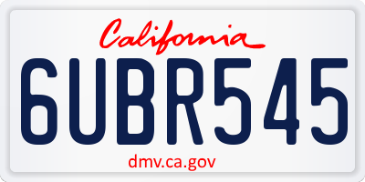 CA license plate 6UBR545