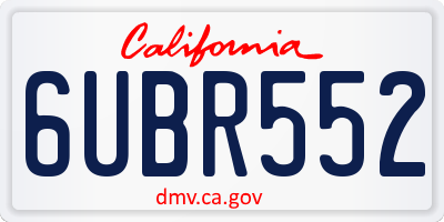 CA license plate 6UBR552