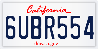 CA license plate 6UBR554