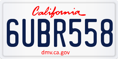 CA license plate 6UBR558