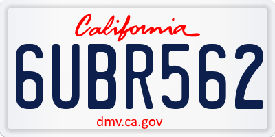 CA license plate 6UBR562