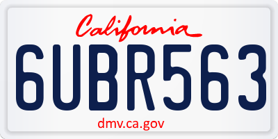 CA license plate 6UBR563
