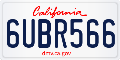 CA license plate 6UBR566