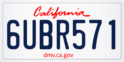 CA license plate 6UBR571