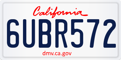 CA license plate 6UBR572