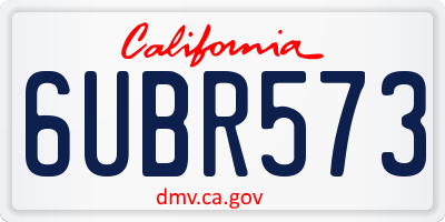 CA license plate 6UBR573