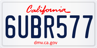 CA license plate 6UBR577
