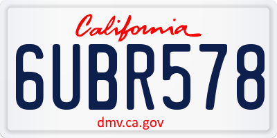 CA license plate 6UBR578