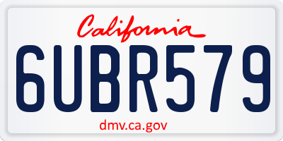 CA license plate 6UBR579