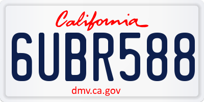 CA license plate 6UBR588