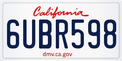 CA license plate 6UBR598