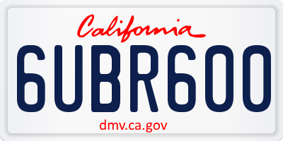 CA license plate 6UBR600