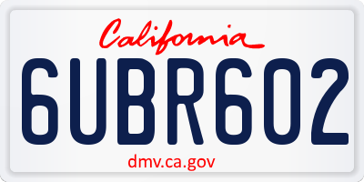 CA license plate 6UBR602