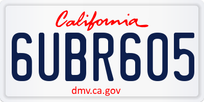 CA license plate 6UBR605