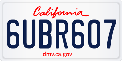 CA license plate 6UBR607