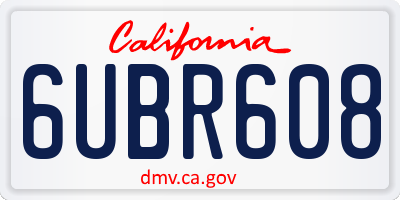 CA license plate 6UBR608