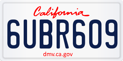 CA license plate 6UBR609
