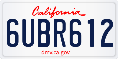CA license plate 6UBR612