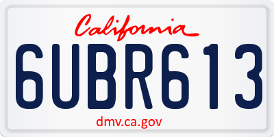 CA license plate 6UBR613