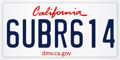 CA license plate 6UBR614