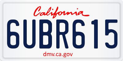 CA license plate 6UBR615