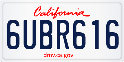 CA license plate 6UBR616