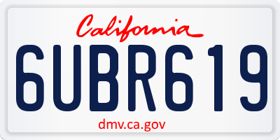 CA license plate 6UBR619