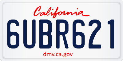 CA license plate 6UBR621