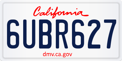 CA license plate 6UBR627