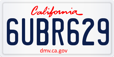 CA license plate 6UBR629