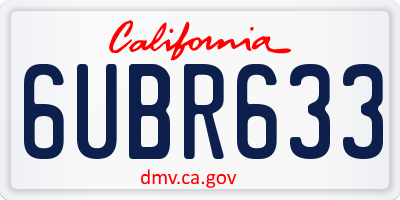 CA license plate 6UBR633
