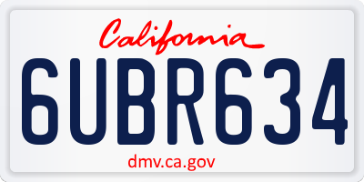 CA license plate 6UBR634