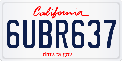 CA license plate 6UBR637