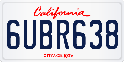 CA license plate 6UBR638