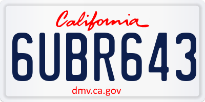 CA license plate 6UBR643