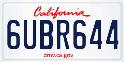 CA license plate 6UBR644