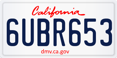 CA license plate 6UBR653