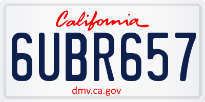 CA license plate 6UBR657