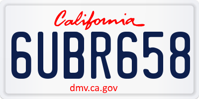 CA license plate 6UBR658