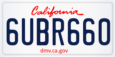 CA license plate 6UBR660