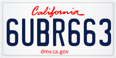 CA license plate 6UBR663