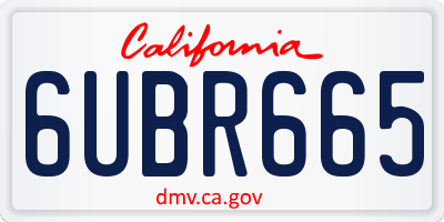 CA license plate 6UBR665