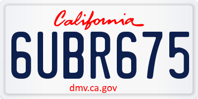 CA license plate 6UBR675