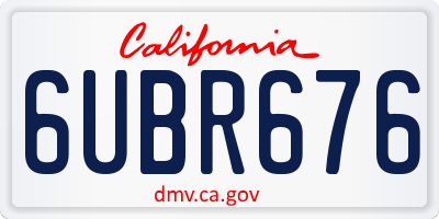 CA license plate 6UBR676
