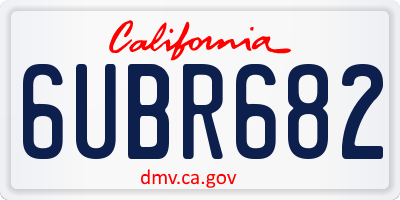 CA license plate 6UBR682