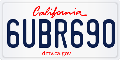 CA license plate 6UBR690