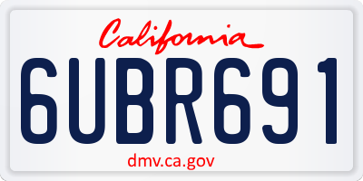 CA license plate 6UBR691
