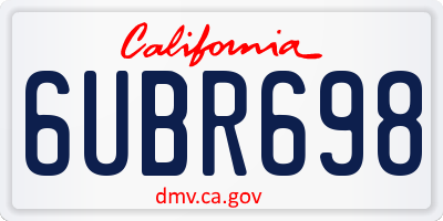 CA license plate 6UBR698